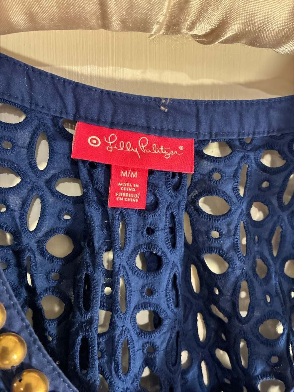 Lilly Pulitzer For Target Navy Blue Eyelet Tunic Cover Up, Size M/M, NWT